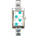 Polka Dots - Cyan on White Rectangle Italian Charm Watch