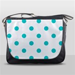 Polka Dots - Cyan on White Messenger Bag