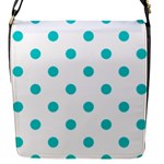 Polka Dots - Cyan on White Flap Closure Messenger Bag (S)