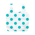 Polka Dots - Cyan on White Full Print Recycle Bag (M)