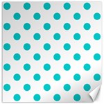 Polka Dots - Cyan on White Canvas 16  x 16 