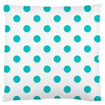 Polka Dots - Cyan on White Standard Flano Cushion Case (Two Sides)
