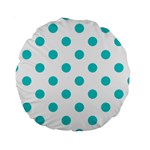 Polka Dots - Cyan on White Standard 15  Premium Round Cushion