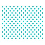 Polka Dots - Cyan on White Double Sided Flano Blanket (Large)