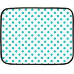 Polka Dots - Cyan on White Double Sided Fleece Blanket (Mini)