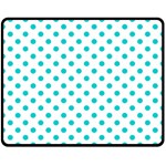 Polka Dots - Cyan on White Double Sided Fleece Blanket (Medium) (Two Sides)