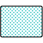 Polka Dots - Cyan on White Double Sided Fleece Blanket (Large) (Two Sides)