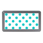 Polka Dots - Cyan on White Memory Card Reader (Mini)