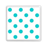 Polka Dots - Cyan on White Memory Card Reader with Storage (Square)