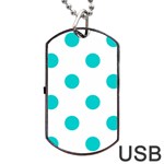 Polka Dots - Cyan on White Dog Tag USB Flash (Two Sides)