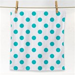 Polka Dots - Cyan on White Face Towel