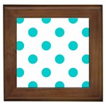 Polka Dots - Cyan on White Framed Tile