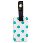 Polka Dots - Cyan on White Luggage Tag (One Side)