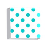 Polka Dots - Cyan on White 4 x 4  Acrylic Photo Block