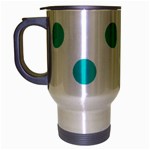 Polka Dots - Cyan on White Travel Mug (Silver Gray)