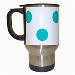 Polka Dots - Cyan on White Travel Mug (White)
