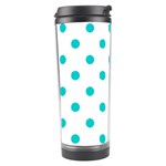Polka Dots - Cyan on White Travel Tumbler