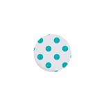 Polka Dots - Cyan on White 1  Mini Button