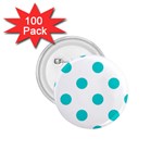 Polka Dots - Cyan on White 1.75  Button (100 pack)