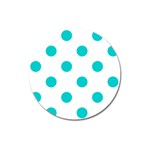Polka Dots - Cyan on White Magnet 3  (Round)