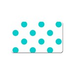 Polka Dots - Cyan on White Magnet (Name Card)