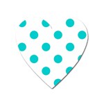 Polka Dots - Cyan on White Magnet (Heart)