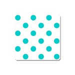 Polka Dots - Cyan on White Magnet (Square)