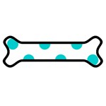 Polka Dots - Cyan on White Magnet (Dog Bone)