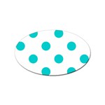 Polka Dots - Cyan on White Sticker (Oval)