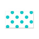 Polka Dots - Cyan on White Sticker (Rectangular)