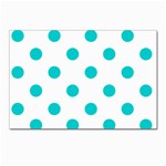 Polka Dots - Cyan on White Postcard 4  x 6 