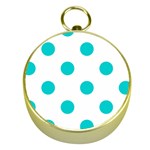 Polka Dots - Cyan on White Gold Compass