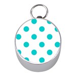 Polka Dots - Cyan on White Silver Compass (Mini)