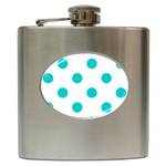 Polka Dots - Cyan on White Hip Flask (6 oz)