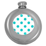 Polka Dots - Cyan on White Hip Flask (5 oz)