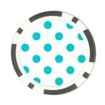 Polka Dots - Cyan on White Poker Chip Card Guard