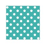 Polka Dots - White on Verdigris Small Satin Scarf  (Square)