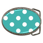 Polka Dots - White on Verdigris Belt Buckle