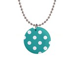 Polka Dots - White on Verdigris 1  Button Necklace