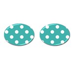 Polka Dots - White on Verdigris Cufflinks (Oval)