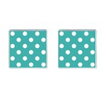 Polka Dots - White on Verdigris Cufflinks (Square)