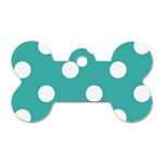 Polka Dots - White on Verdigris Dog Tag Bone (One Side)
