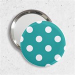 Polka Dots - White on Verdigris 2.25  Handbag Mirror