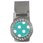 Polka Dots - White on Verdigris Money Clip (CZ)