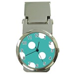 Polka Dots - White on Verdigris Money Clip Watch
