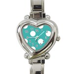 Polka Dots - White on Verdigris Heart Italian Charm Watch