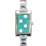 Polka Dots - White on Verdigris Rectangle Italian Charm Watch
