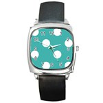 Polka Dots - White on Verdigris Square Metal Watch