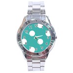 Polka Dots - White on Verdigris Stainless Steel Analogue Watch