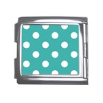 Polka Dots - White on Verdigris Mega Link Italian Charm (18mm)